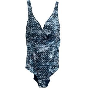 Nip Tuck Swim Suit Swimwear One Piece Size 10 Flattering Blue Bathing Suit